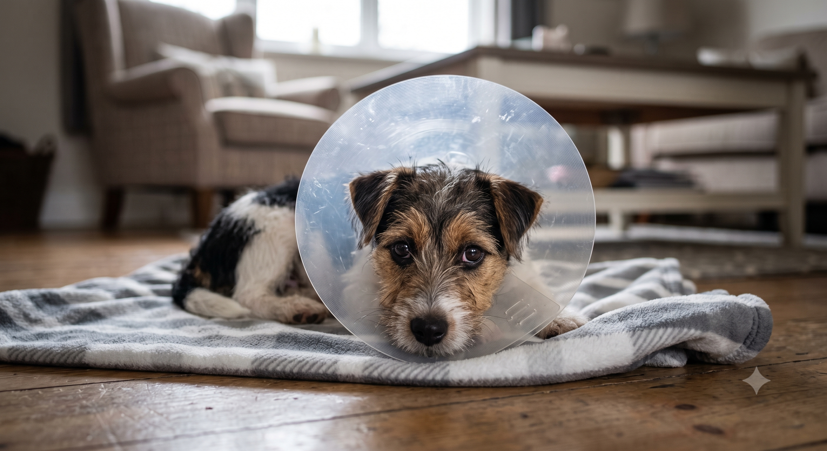 Hund mit Halskragen – Leckschutz nach Hot Spot
